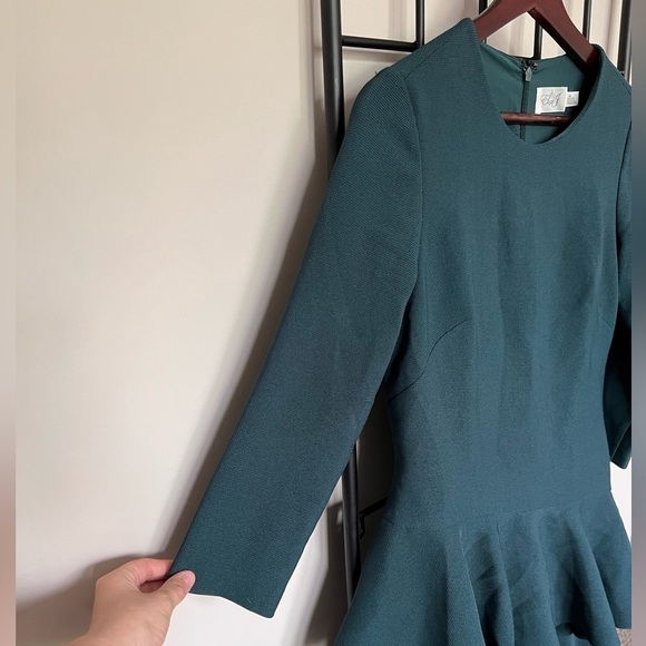 Eliza J Emerald Green Textured Ruffle Hem Dress Sz 6P - Picture 3 of 9